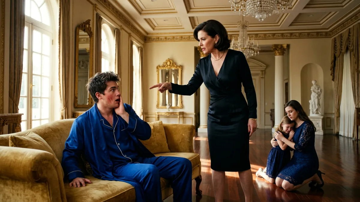 Arrogant Heir Slaps Kneeling Girl In Luxury Ballroom banner