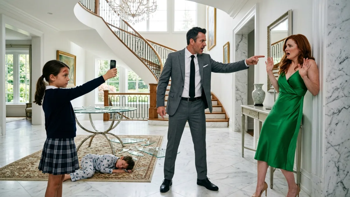 Cruel Stepmother Attacks Children In Luxury Foyer banner