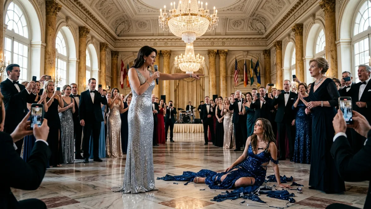 Famous Designer Slaps Guest In Blue Sequined Gown At High-Society Gala banner