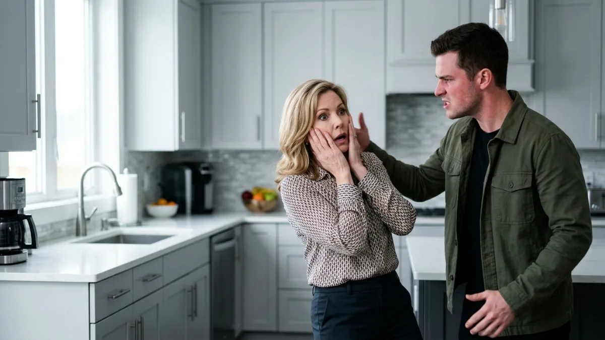 He angry on Wealthy Stepmother After Catching Her Striking His Wife In The Kitchen banner