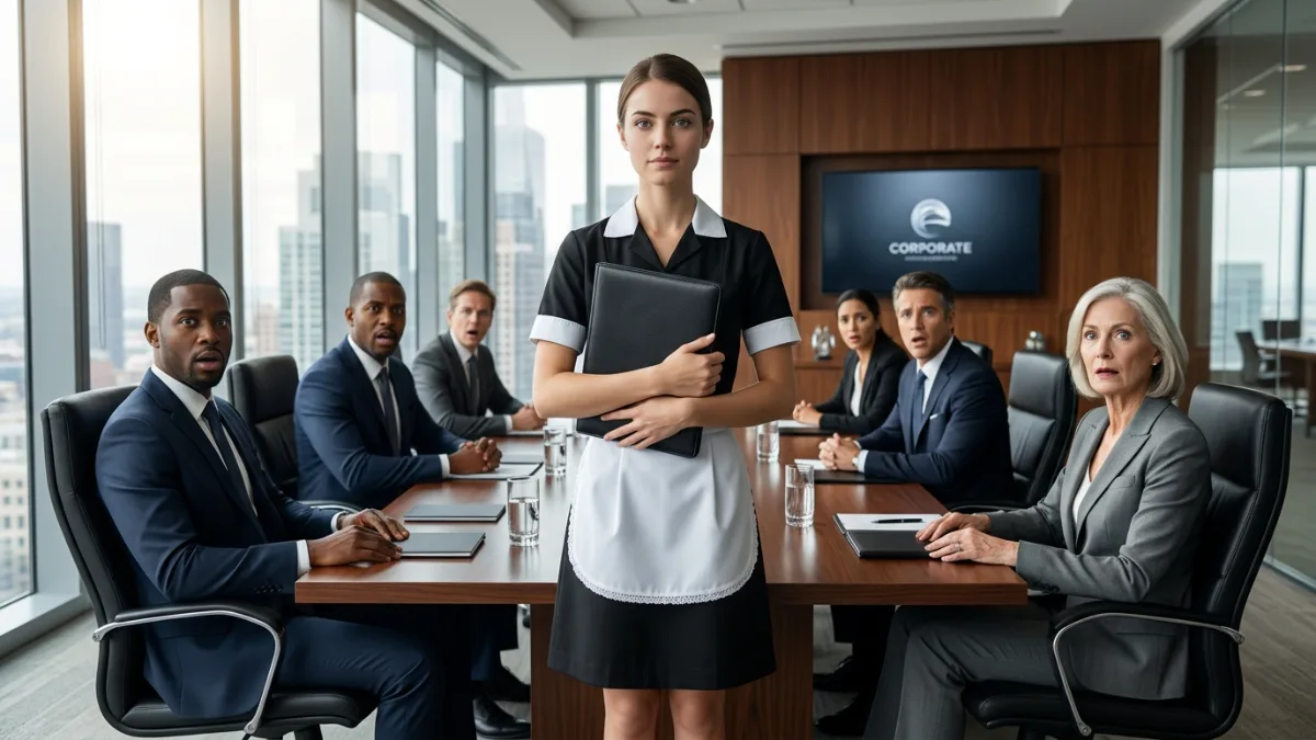 Maid Walks Into Billion Dollar Boardroom banner