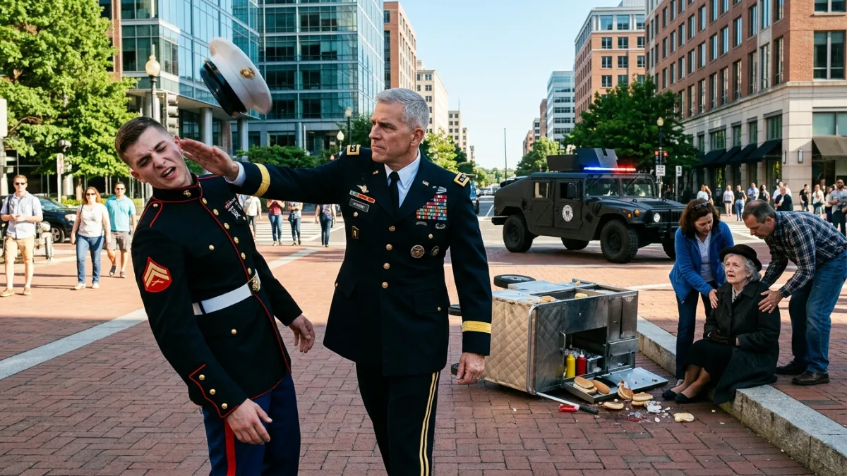 Marine Attacking Street Vendor Realizes She Is General's Mother banner