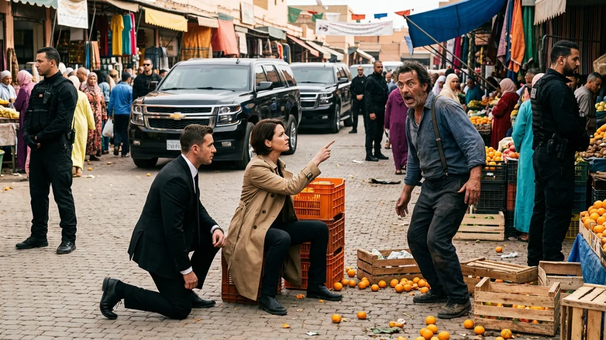 Market Vendor Attacks Woman In Tan Coat Over Fruit Crate banner