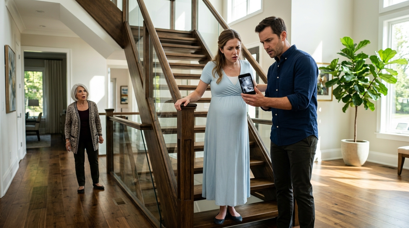 She Secretly Sabotaged the Stairs… But the Security Camera Caught Everything banner