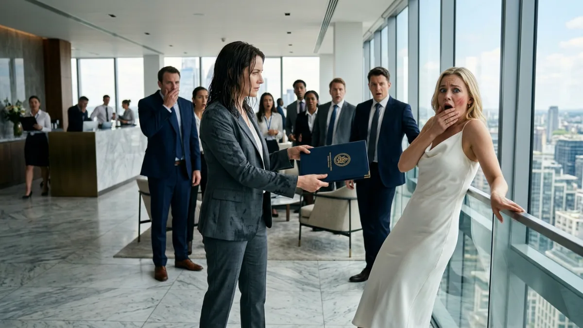 She Splashed Water On The Woman In Grey, Unaware She Held The Gold Seal banner
