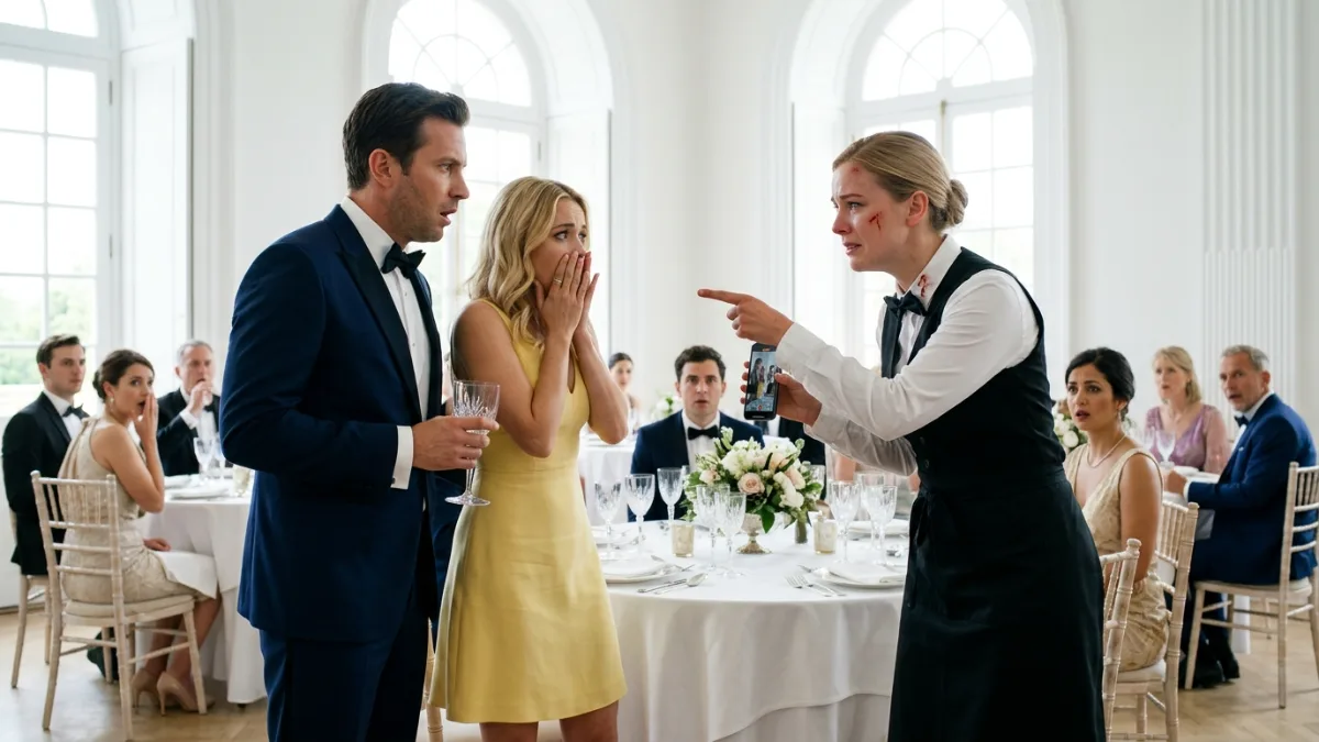 Shocking Betrayal: Waitress Slapped and Bleeding While Exposing Murder Plot At Luxury Luncheon banner