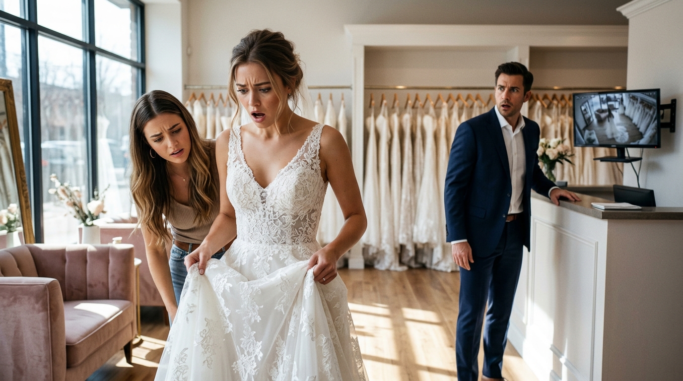 The Bride Tried On Her Dream Wedding Dress… Then She Discovered a Shocking Secret banner